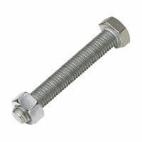 M10 x 80 Plated High Tensile Set Screw and Nut (Pk 20)