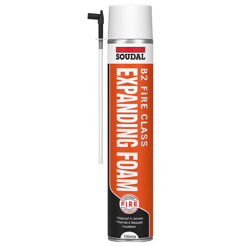 Soudal B2 Fire & Acoustic Expanding Foam Filler, 750ml aerosol