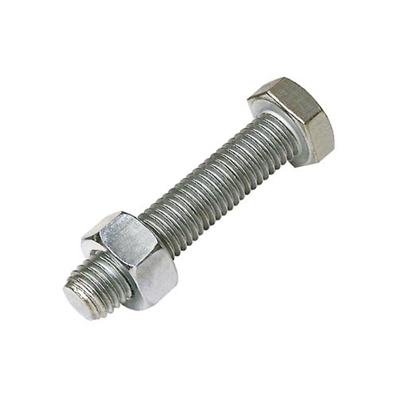 M12 x 60 Plated High Tensile Set Screw and Nut (Pk 20)