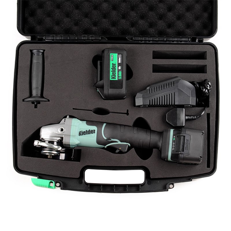 Kielder KWT-013-02 4.1/2” 18V Brushless Angle Grinder with 2 x 5.0Ah Li-ion Batteries, Battery Charger & Carry Case