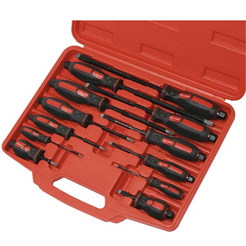 12 piece Engineers Screwdriver Set (6 x pozi/supadrive drive and 6 x slotted)