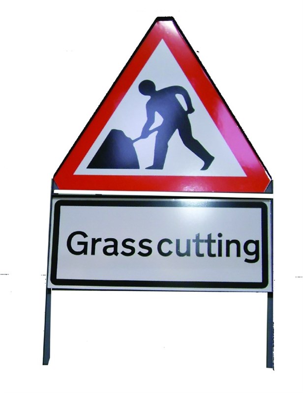 Metal Std Grass Cutting Sign - 600mm